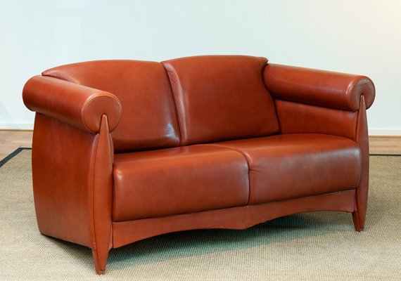 Cognac Leather Modern Two Seater Sofa by Klaus Wettergren, Denmark, 1980s-JE-1331363