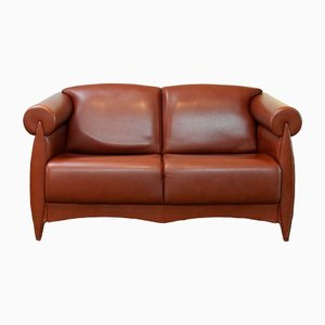 Cognac Leather Modern Two Seater Sofa by Klaus Wettergren, Denmark, 1980s-JE-1331363