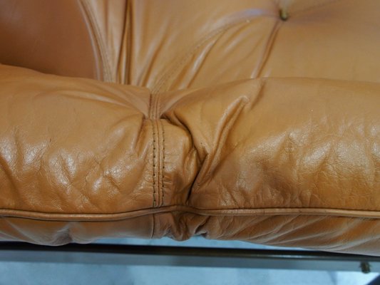 Cognac Leather Mp-13 Armchairs and Footstool by Percival Lafer, 1970s, Set of 3-ZYF-2017355