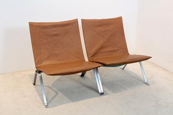 Cognac Leather PK22 Chairs by Poul Kjærholm for E. Kold Christensen, Set of 2-MO-1158525