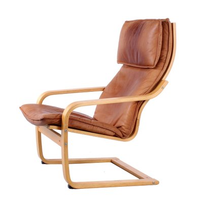 Cognac Leather Points Chair by Noboru Nakamura for Ikea, 1970s-XT-1811918