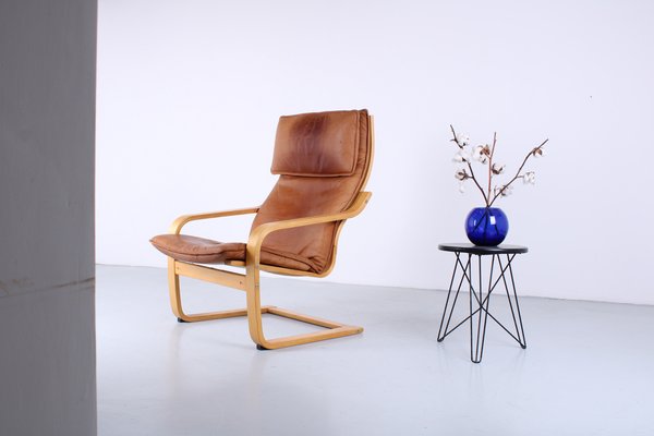 Cognac Leather Points Chair by Noboru Nakamura for Ikea, 1970s-XT-1811918