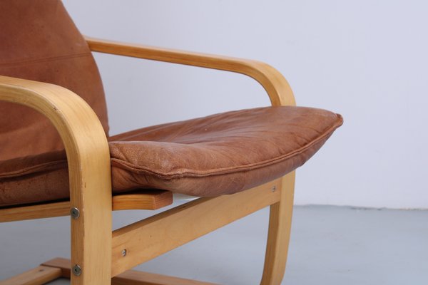 Cognac Leather Points Chair by Noboru Nakamura for Ikea, 1970s-XT-1811918