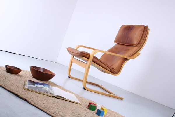 Cognac Leather Points Chair by Noboru Nakamura for Ikea, 1970s-XT-1811918