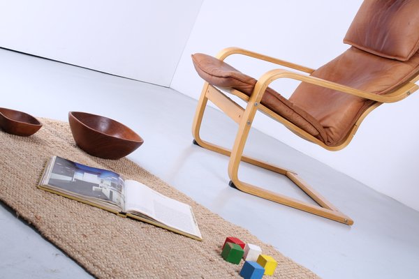 Cognac Leather Points Chair by Noboru Nakamura for Ikea, 1970s-XT-1811918