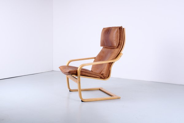 Cognac Leather Points Chair by Noboru Nakamura for Ikea, 1970s-XT-1811918