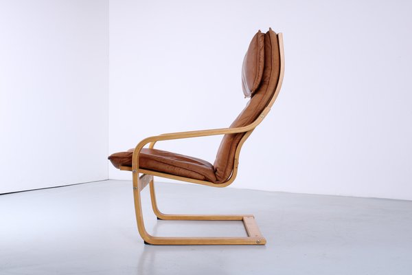 Cognac Leather Points Chair by Noboru Nakamura for Ikea, 1970s-XT-1811918