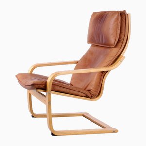 Cognac Leather Points Chair by Noboru Nakamura for Ikea, 1970s-XT-1811918