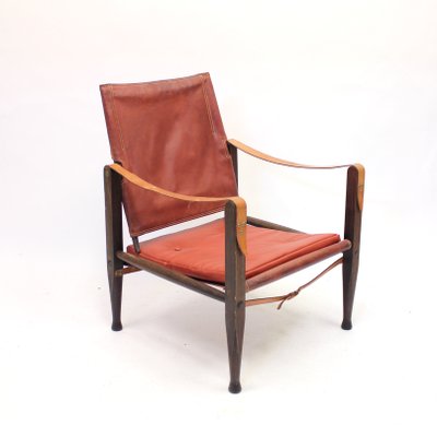 Cognac Leather Safari Chair by Kaare Klint for Ruud Rasmussen, 1960s-KQ-1180192