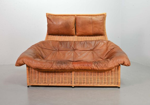 Cognac Patchwork Leather Sofa attributed to Gerard Van Den Berg, The Netherlands, 1970s-IXC-1411059