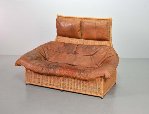 Cognac Patchwork Leather Sofa attributed to Gerard Van Den Berg, The Netherlands, 1970s-IXC-1411059