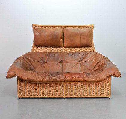 Cognac Patchwork Leather Sofa attributed to Gerard Van Den Berg, The Netherlands, 1970s-IXC-1411059