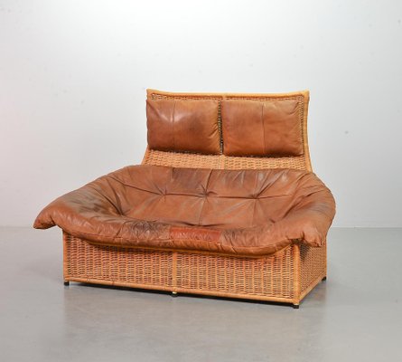 Cognac Patchwork Leather Sofa attributed to Gerard Van Den Berg, The Netherlands, 1970s-IXC-1411059