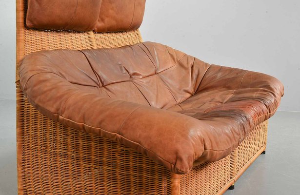 Cognac Patchwork Leather Sofa attributed to Gerard Van Den Berg, The Netherlands, 1970s-IXC-1411059