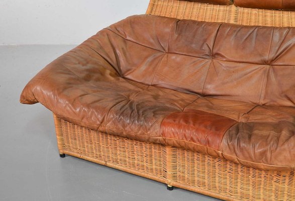 Cognac Patchwork Leather Sofa attributed to Gerard Van Den Berg, The Netherlands, 1970s-IXC-1411059