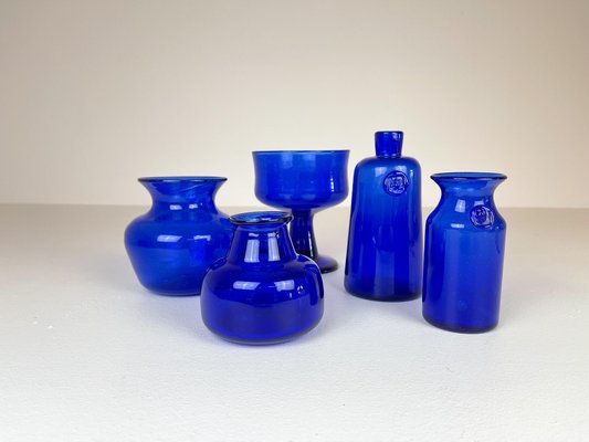 Collection of Five Blue Vases by Erik Hoglund, Sweden, 1960s, Set of 5-UYK-935028