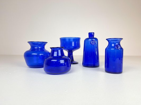 Collection of Five Blue Vases by Erik Hoglund, Sweden, 1960s, Set of 5-UYK-935028