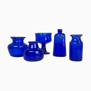 Collection of Five Blue Vases by Erik Hoglund, Sweden, 1960s, Set of 5-UYK-935028