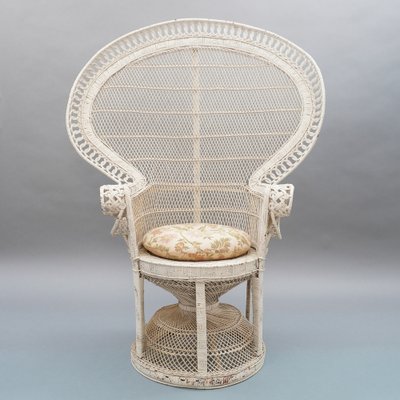 Colleus White Wicker Chair, 1970s-RST-1369586