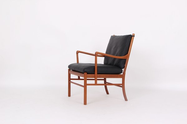 Colonia Chair PJ 149 in Mahogany and Black Leather by Ole Wanscher for Poul Jeppesens Møbelfabrik, 1960s-DQ-1803931