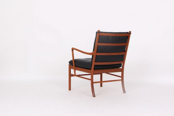 Colonia Chair PJ 149 in Mahogany and Black Leather by Ole Wanscher for Poul Jeppesens Møbelfabrik, 1960s-DQ-1803931