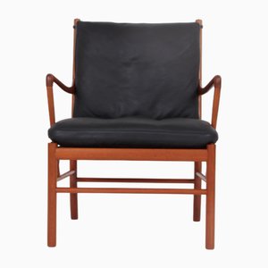 Colonia Chair PJ 149 in Mahogany and Black Leather by Ole Wanscher for Poul Jeppesens Møbelfabrik, 1960s-DQ-1803931