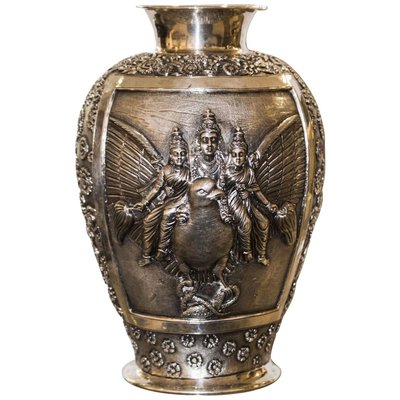 Colonial Age Oriental Silver Vase, 1900s-ZCI-751973