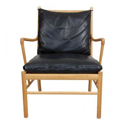 Colonial Chair in Oak and Black Leather by Ole Wanscher, 2000s-MTD-1400671