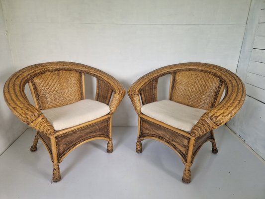 Colonial Woven Rattan Chairs, 1990s, Set of 2-DGW-2023517