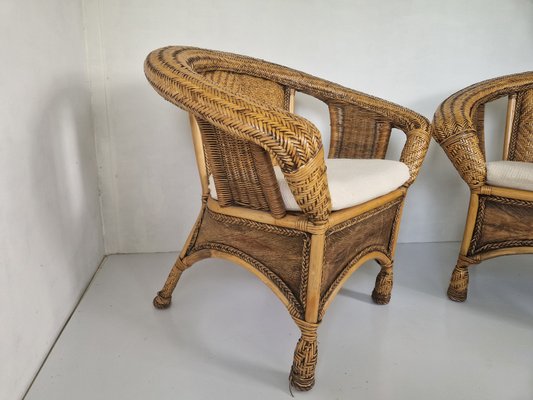 Colonial Woven Rattan Chairs, 1990s, Set of 2-DGW-2023517