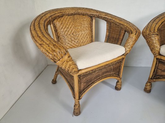 Colonial Woven Rattan Chairs, 1990s, Set of 2-DGW-2023517