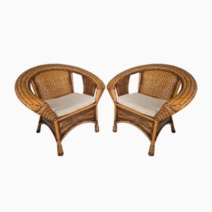 Colonial Woven Rattan Chairs, 1990s, Set of 2-DGW-2023517