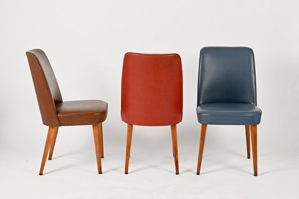 Colored Leather Chairs from Anonima Castelli, 1950s, Italy, Set of 4-JDR-1274884