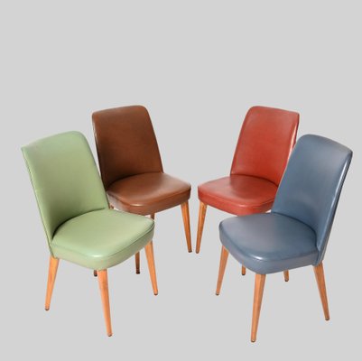 Colored Leather Chairs from Anonima Castelli, 1950s, Italy, Set of 4-JDR-1274884