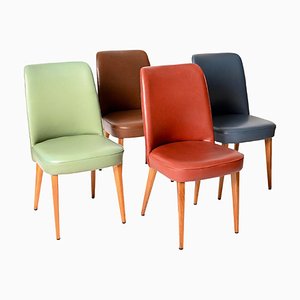 Colored Leather Chairs from Anonima Castelli, 1950s, Italy, Set of 4-JDR-1274884