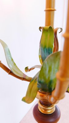 Colored Metal Palm Tree Floor Lamp with Wooden Stand, Italy, 1970s-KK-1082896