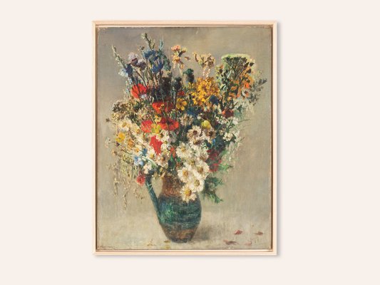 Colorful Art Deco Bouquet, Oil on Plate-GPP-1124443