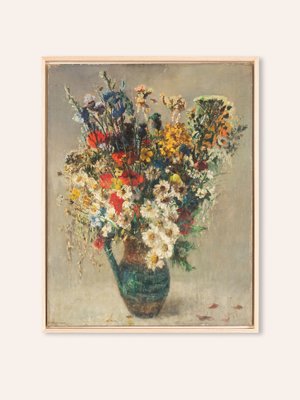 Colorful Art Deco Bouquet, Oil on Plate-GPP-1124443