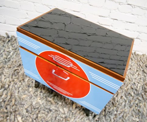 Colorful Bedside Tables With Glass Countertop, 1960s, Set of 2-QFD-1311161