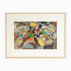 Colorful Fragmentation, Gouache on Thick Paper, Framed-GPP-1095793