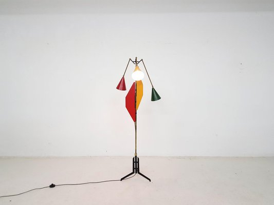 Colorful Italian Floor Lamp in the Style of Arredoluce, 1960s-ZO-1425499