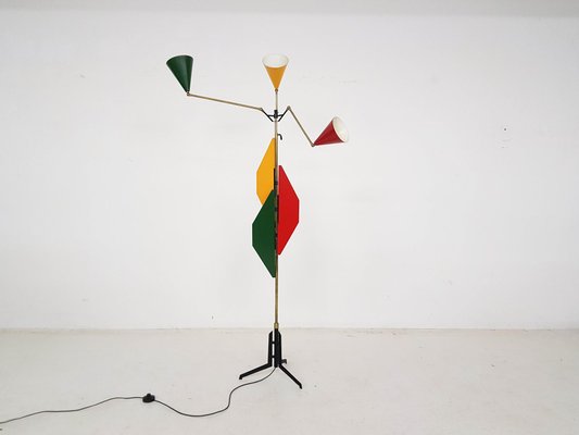 Colorful Italian Floor Lamp in the Style of Arredoluce, 1960s-ZO-1425499