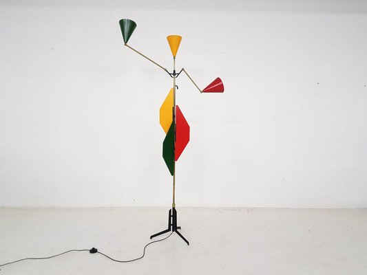 Colorful Italian Floor Lamp in the Style of Arredoluce, 1960s-ZO-1425499