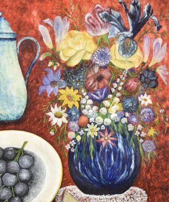 Colorful Still Life, Gouache Behind Acrylic Glass, 2000s, Framed-CJU-1749728