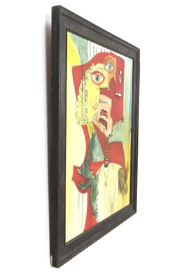 Colourful Composition, Wood & Textile Artwork, Framed-OKG-1789563