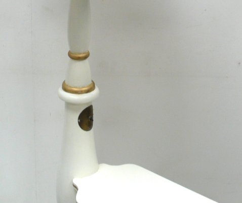 Column Floor Lamp in Wood and Metal with Gilt Bronze Shade, 1940s-HIZ-1807298