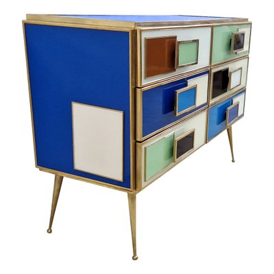 Commode with 6 Drawers in Multicolor Murano Glass, 1980s-BEW-1792266