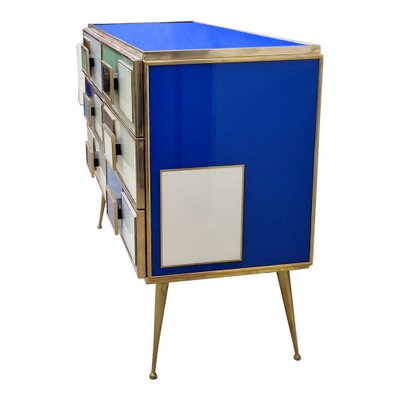 Commode with 6 Drawers in Multicolor Murano Glass, 1980s-BEW-1792266