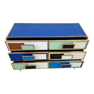 Commode with 6 Drawers in Multicolor Murano Glass, 1980s-BEW-1792266