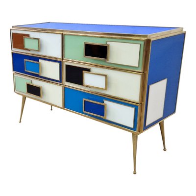 Commode with 6 Drawers in Multicolor Murano Glass, 1980s-BEW-1792266